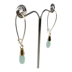 Dainty Gold with Mint Teardrop Dangle Earrings